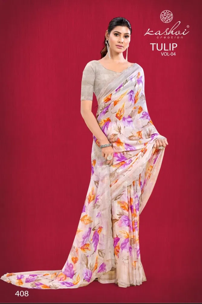 Tulip Vol 4 By Kashvi Rimzim Printed Daily Wear Wholesale Saree Wholesale Market